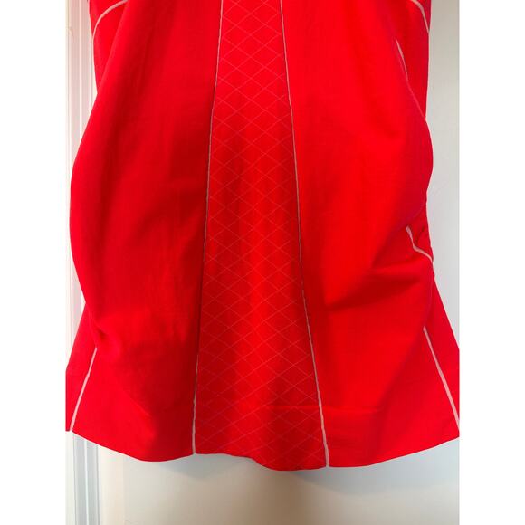 Women's Athleta Finish Fast Line Athletic Tank Top Neon Coral, White Lines - Picture 8 of 9